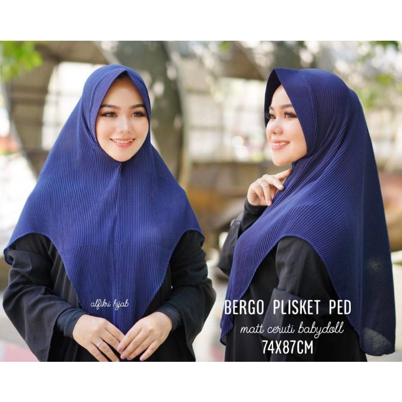 Bergo Khimar Jilbab Plisket Ceruty Pet