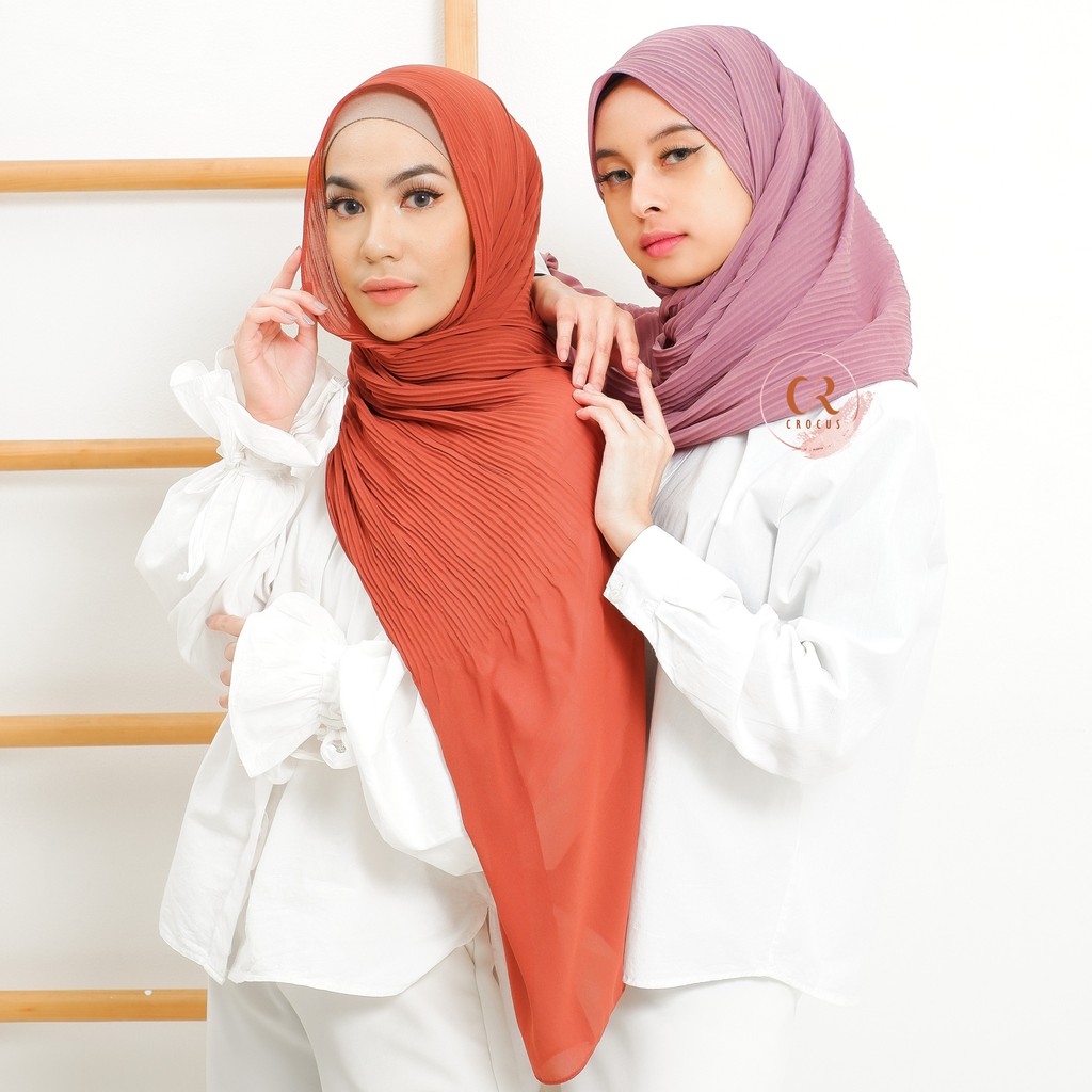 [𝐂𝐫𝐨𝐜𝐮𝐬] (180 * 60cm) Pashmina Plisket Ceruty Baby Doll / Pasmina Pleated Hijab Kerudung-2