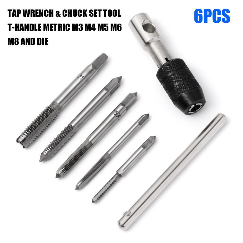 Populer 6Pcs Tap Wrench Hand Taps Mata Bor Hand Tool|Metrik