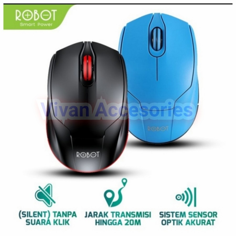 Robot M310 Wireless Mouse Silent Key Blue