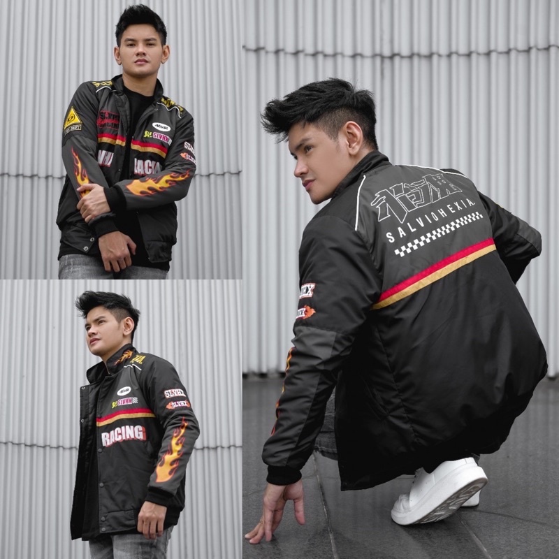 Jaket Nascar Jaket Parasut Jaket Salviohexia Jaket Salvio Hexia Jaket Outdoor Jaket Pria Abu Hitam