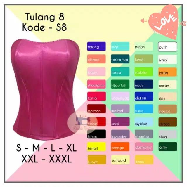 dalaman wanita Bustier longtorso satin tulang delapan Best Quality