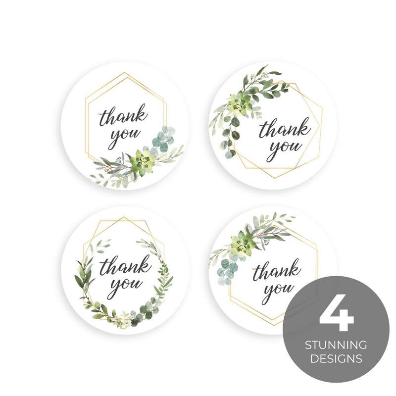 (50pcs) Stiker Thank You Bulat size 2,5cm / Thank You stickers Olshop etc-GreenLeaf 50pcs