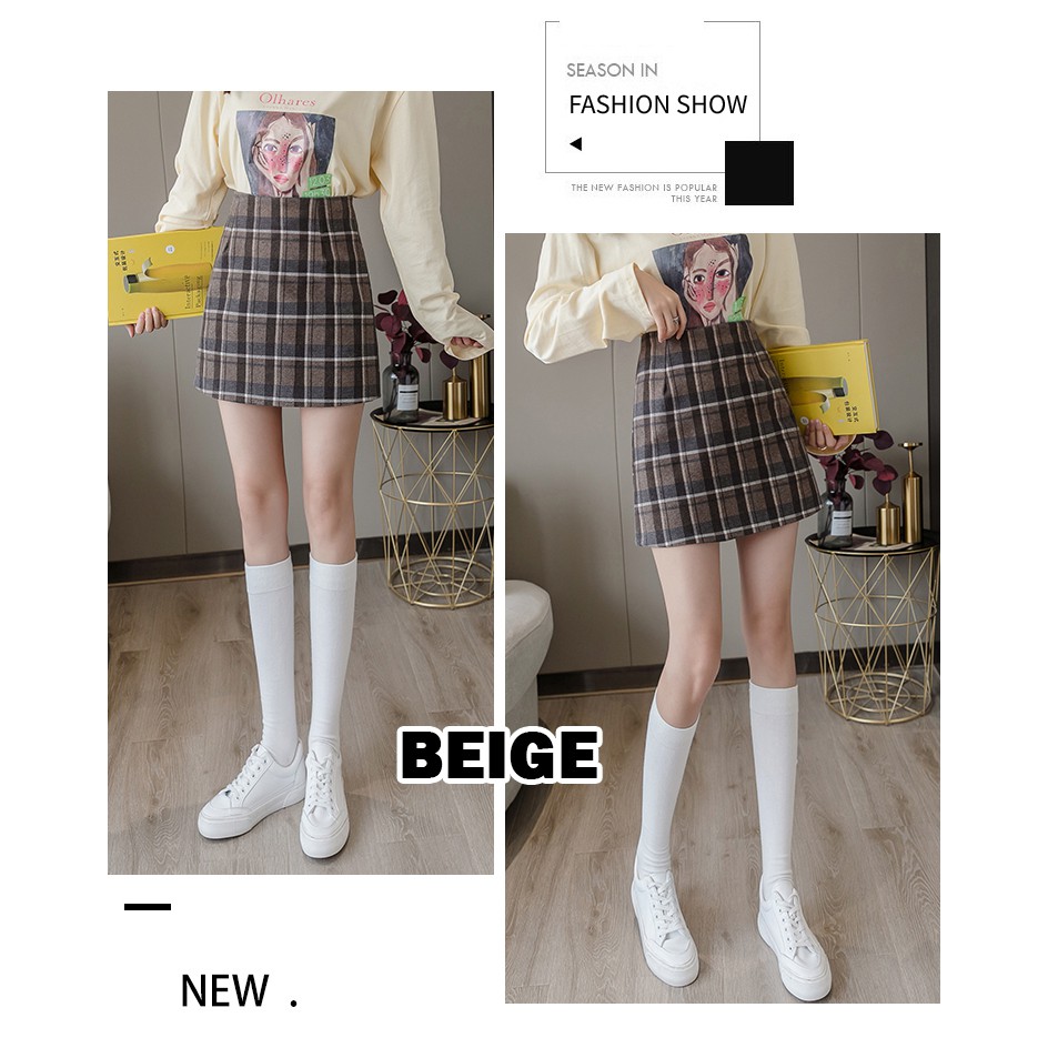 KARAKOREA 8927 Hanbyeol Skirt/Rok Pendek/Mini Skirt/Rok Autumn/Plaid Skirt/Square Skirt/Rok Winter/Rok Korea Skirt