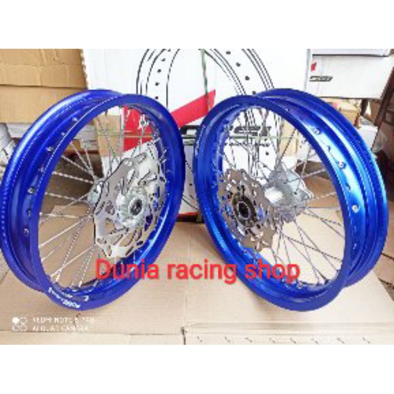 Velg Supermoto KLX 150 DTRACKER 150 ring 17 lebar Velg Rossi Tromol jari jari piringan KLX + stel