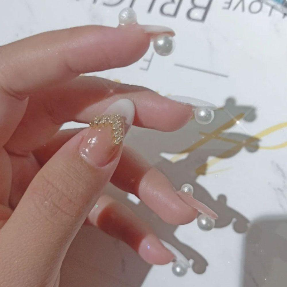 Mxbeauty Mutiara Nail Art Perhiasan Elegan Menawan Flat Bottom Pearl Symphony Putih Murni DIY Hiasan Kuku