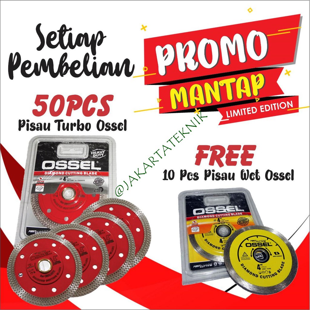 PROMO Paket Pisau Potong Keramik Turbo 50pcs GRATIS 10pc Wet Ossel