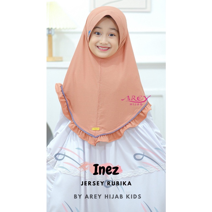 Jilbab Anak Inez by Arey Hijab Rempel bahan jersey rubika 3-12 tahun