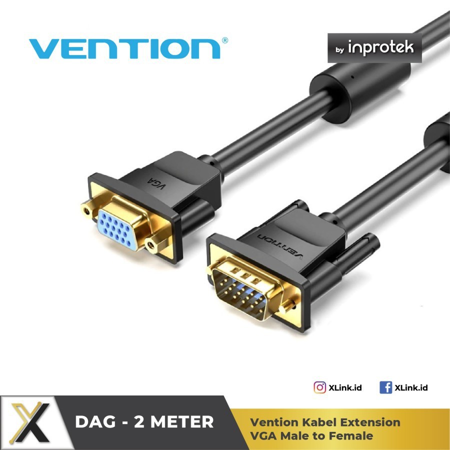 Vention 2M Kabel Extension VGA (3+6) Male to Female - DAG Murah New