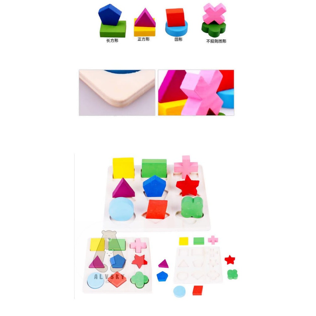 MAINAN EDUKASI / PUZZLE CHUNKY SHAPE / MONTESSORI GEOMETRI