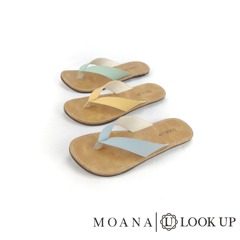 Sandal Wanita Flat Jepit Terbaru Kulit Sintetis Sol Karet Anti Licin Motif Jepit Warna Kekinian - Moana