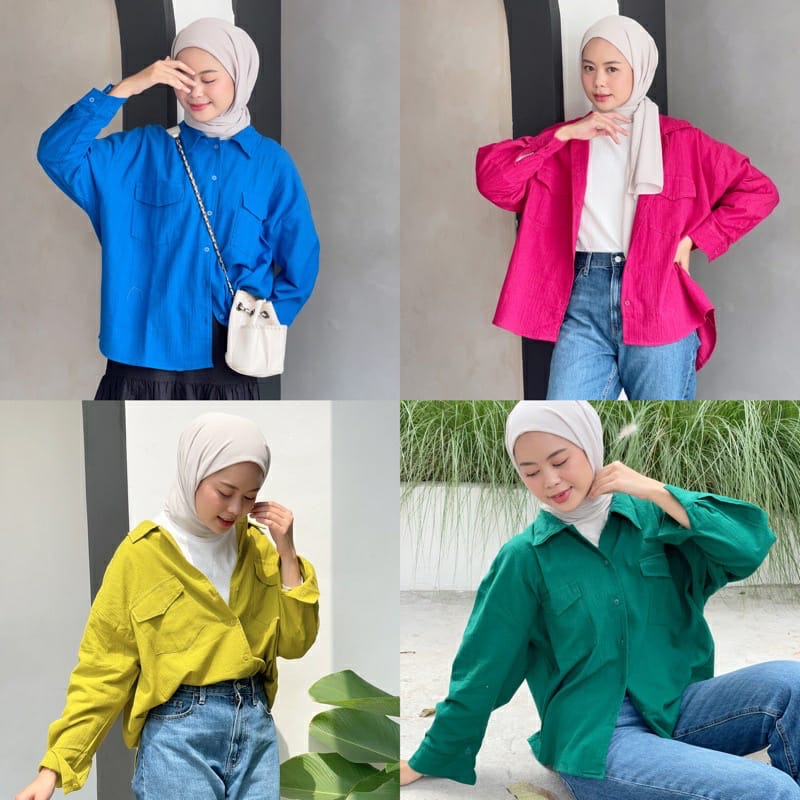 BEFAST - ZFS OOTD Kemeja YANIKA / CLOVER POCKET LINEN SHIRT / Kemeja Oversize Terbaru / Hem Casual Wanita / Fashion Ala Korean Style / Kemeja Polos Formal / Outfit Cewe Kue Trendy / Kemeja Lengan Panjang Terlaris / Termurah