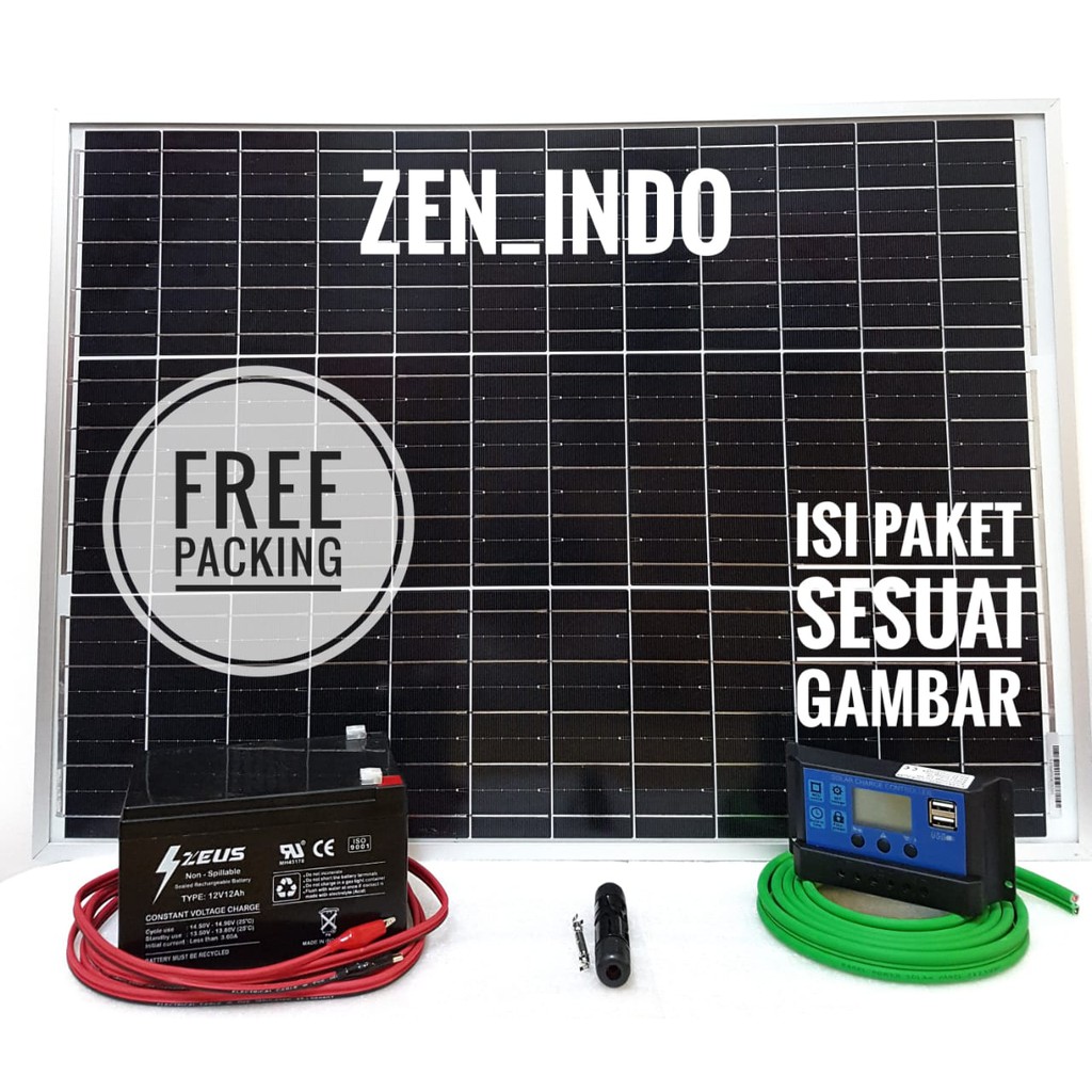 Paket Hemat Solar Panel 50WP 50 WP termasuk Aki 12V12ah FREE PACKING