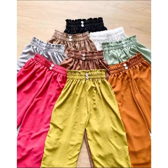 KULOT CRINKLE HIGHWAIST VARIASI KANCING DUA COMFY KULOT