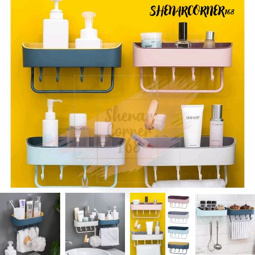 SHENAR Rak Kamar Mandi Tanpa Bor Multifungsi Tempat Sampo Sabun Odol Rak Gantungan Toilet Rak Sabun Kamar Mandi Dinding - LILY PLATIC HOLDER, SHENARCORNER168