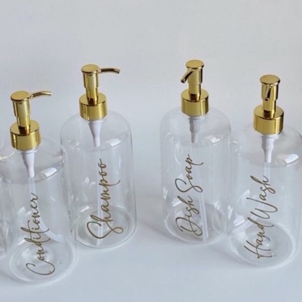 Botol Pump 500ml Bening / Botol Sabun Cair Pump Clear Gold 500ml Luxury