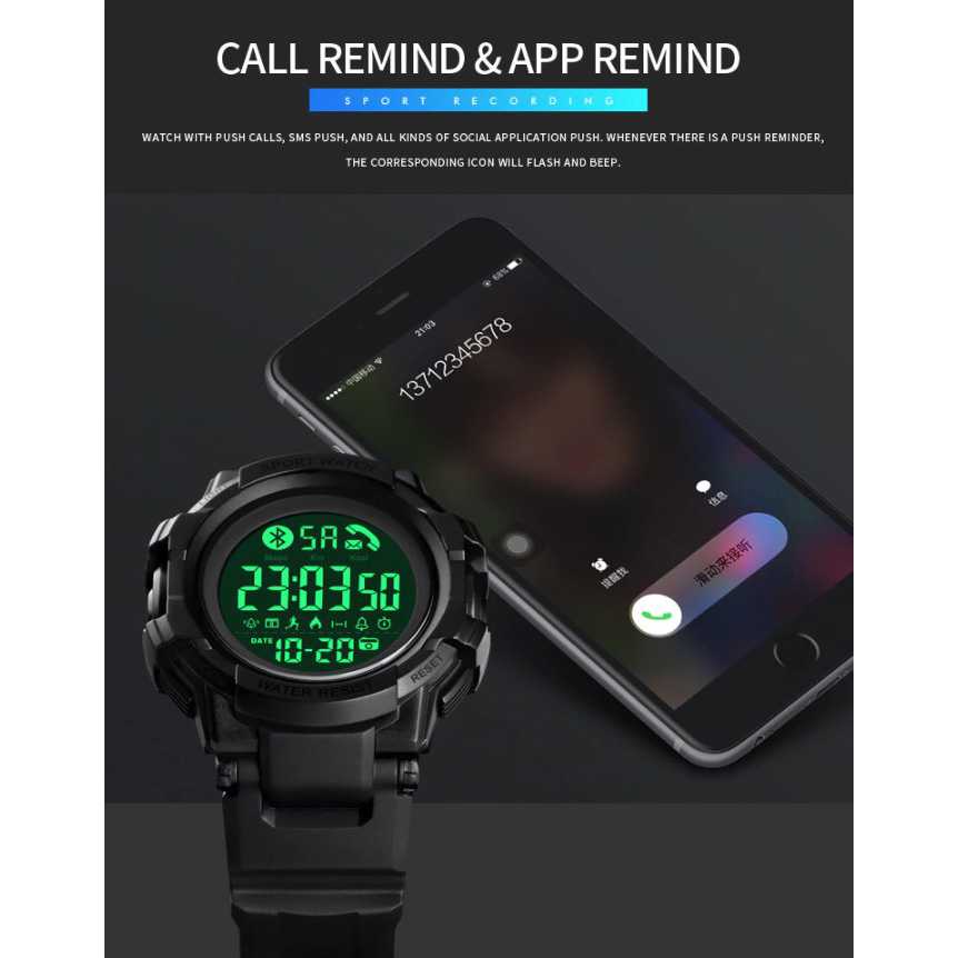 IDN - SKMEI Jam Tangan Smartwatch Pria Bluetooth Pedometer - 1501