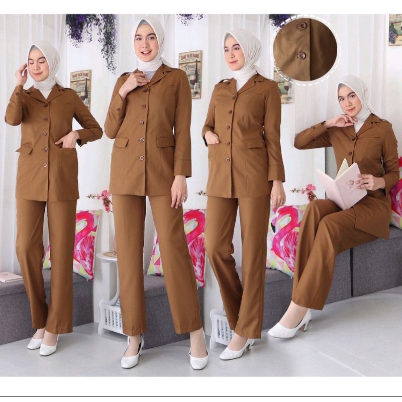 Baju Pemda celana / Baju Pemda Rok A / Baju Pemda Rok Span / Seragam Pemda Wanita / Baju PNS Wanita / Baju Pemda Khaki / Keki Tua / Pemda Tua aceh /Seragam Pemda Aceh / Baju Pemda Aceh / Baju ASN PNS Pemda Tua / Pemda Coklat Tua