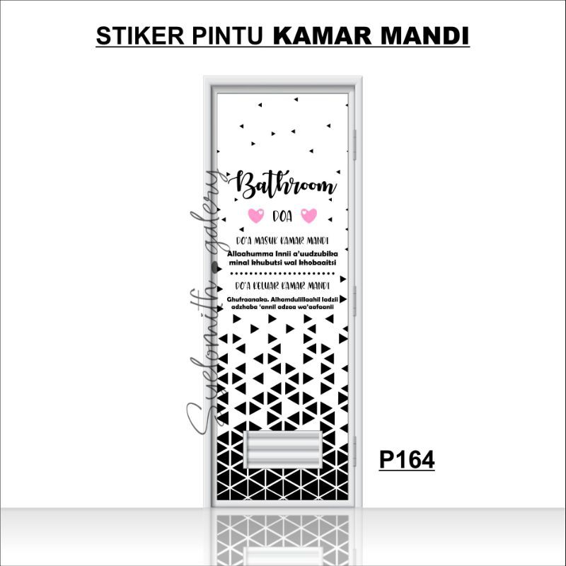 STIKER PINTU TOILET MOTIF TRIANGLE DAN DOA KELUAR MASUK KAMAR MANDI P164