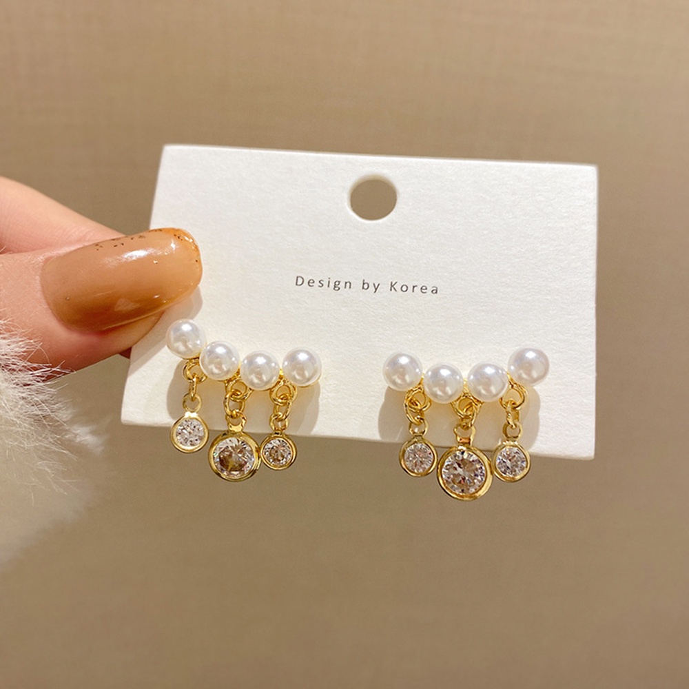 1 Pasang Anting Liontin Mutiara Berlian Untuk Wanita