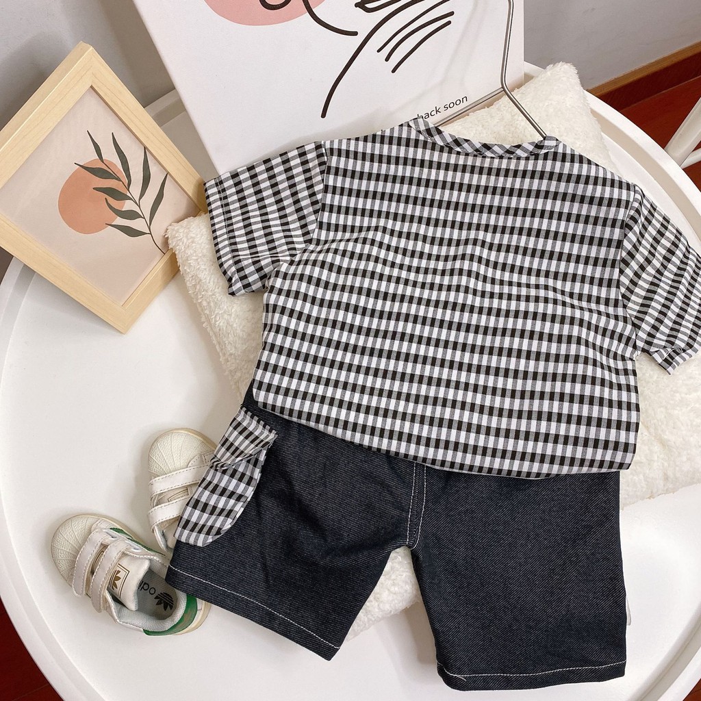 HappyOliver SET KEMEJA KOTAK BIBI 603 EBV Setelan Kemeja Bayi Laki-laki Lengan Pendek