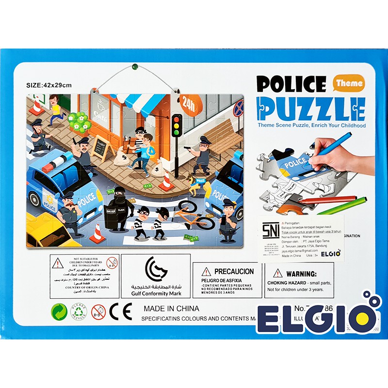 Image of ELGIO - Puzzle Lukis Mewarnai Sendiri Gambar Polisi Police Puzzle  Painting 7077-86 #1