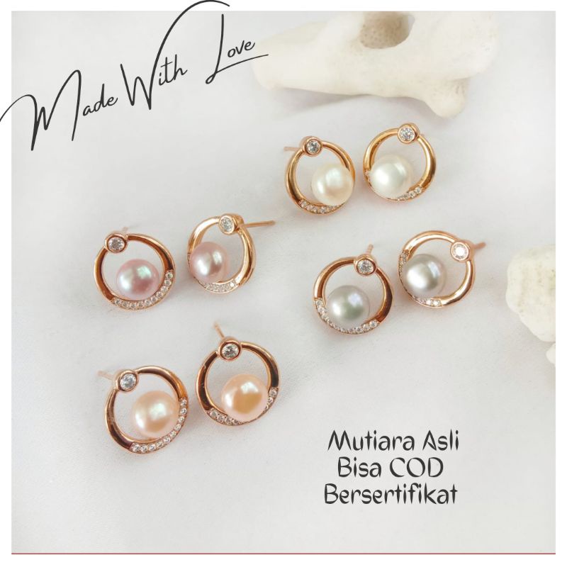 Giwang Kebaya Bhayangkari Mutiara Asli Lombok  Anting Stud Terbaru Anting mutiara Anting Fashion