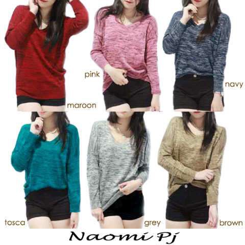 [Naomi v pj twis Var Warna RO] Blouse Wanita Twis Rajut Navy/Misty/Tosca/Cream/Pink/Maroon