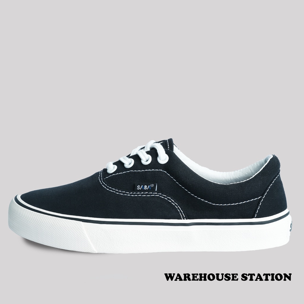 SABA Sykes Black White - Sepatu Sneakers Casual Pria Wanita