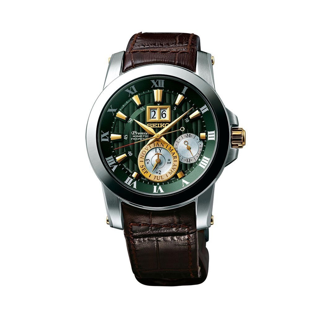 TOP PRODUK Seiko SNP127 Premier Kinetic Perpetual Dark Brown Green