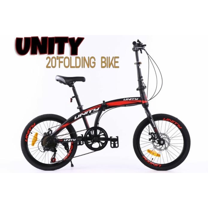Sepeda Lipat 20 Inch Unity Dengan Operan 7 Speed Dan Rem Cakram Diskon R10
