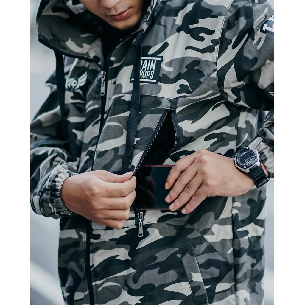 Jaket Camo Loreng Rain Drops Hoodie Zipper Terbaru