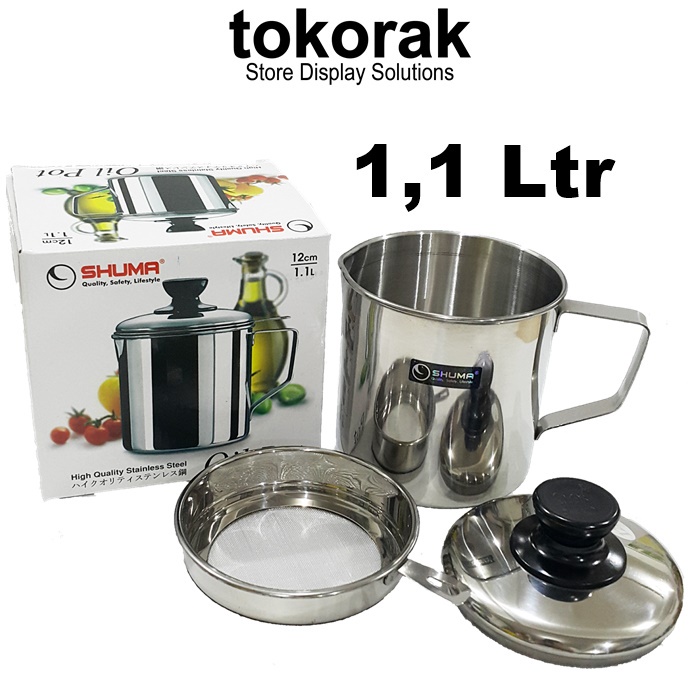 OILPOT TEMPAT PENYARING MINYAK 1100 700 ML SHUMA OIL POT STAINLESS