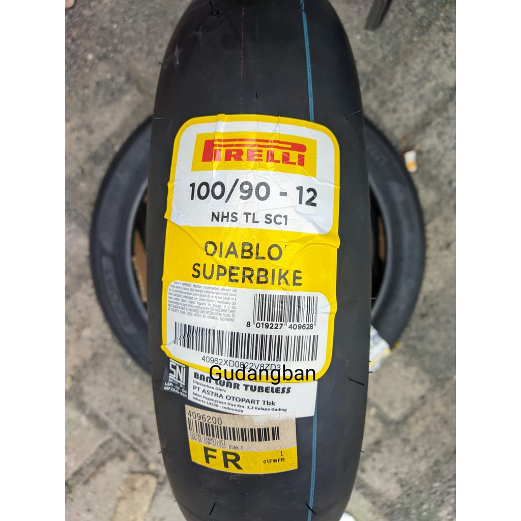 Jual Pirelli Diablo Superbike 100 90 12 Tubeless Ban Luar Motor Resmi