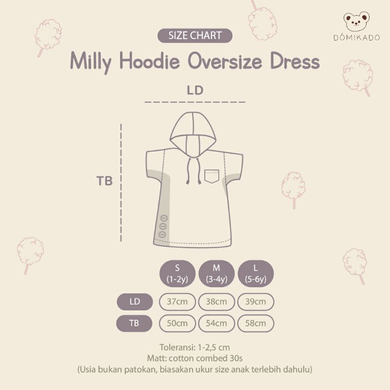 Domikado | Milly Hoodie Oversize Dress | Hoodie anak | Basic dress anak