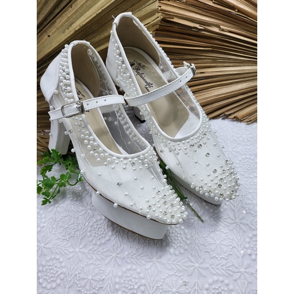 sepatu Wedding wanita Maudi putih 10cm