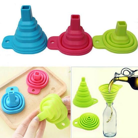 Corong Air Minyak Silicone Lipat Portable