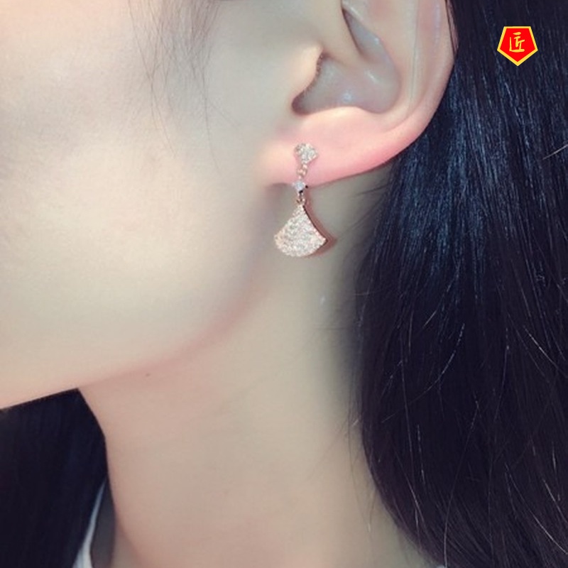[Ready Stock]New Fashion S925 Silver Skirt Diamond Earrings Delicate