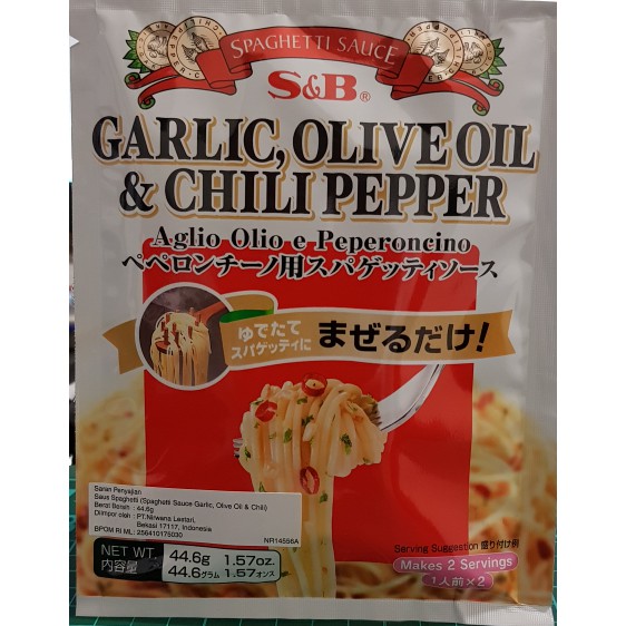 

S&B Spaghetti Sauce Garlic,Olive Oil & Chilli Pepper 45 Gr