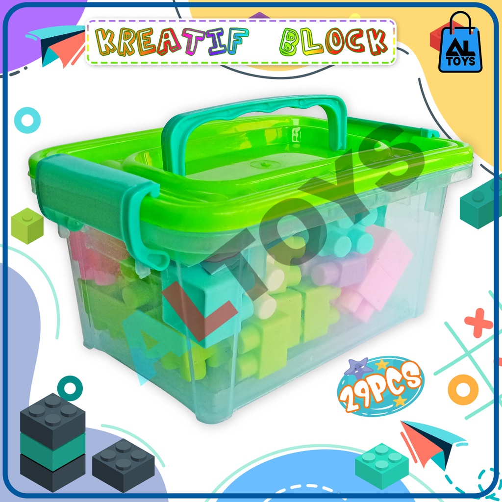 Mainan Edukasi Susun Balok Kreatif Block OCT9217 Box Bagus Isi 29pcs