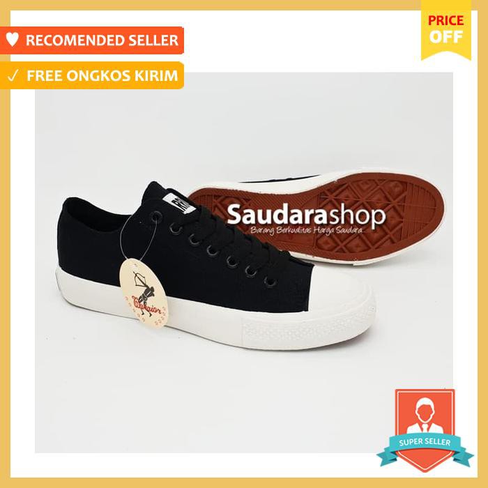 Sepatu Warrior Sparta Ct Hitam Lc / Sepatu Warrior Black White Low - Sepatu Pria - Sneakers Pria