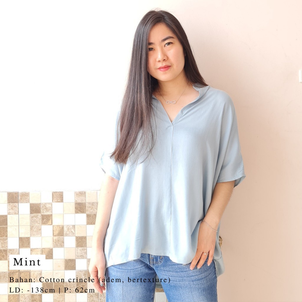 2904 CARITA OVERSIZE TOP BLOUSE BIGSIZE JUMBO FELICIA BLOUSE-MINT.