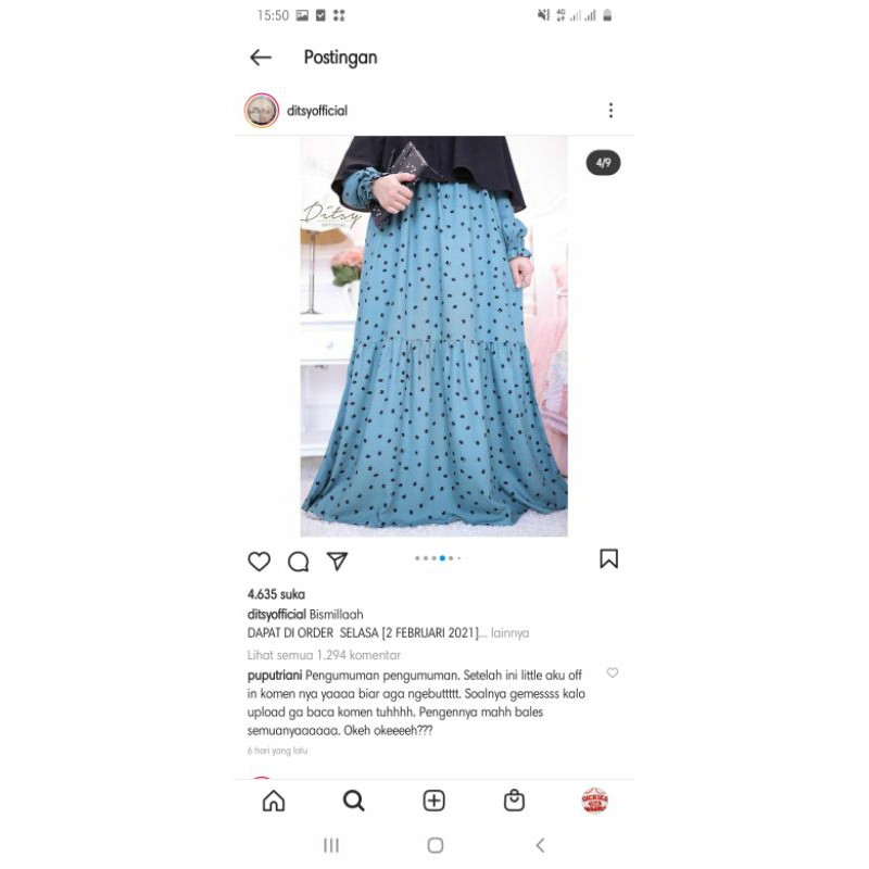 ditsy cat teal size M