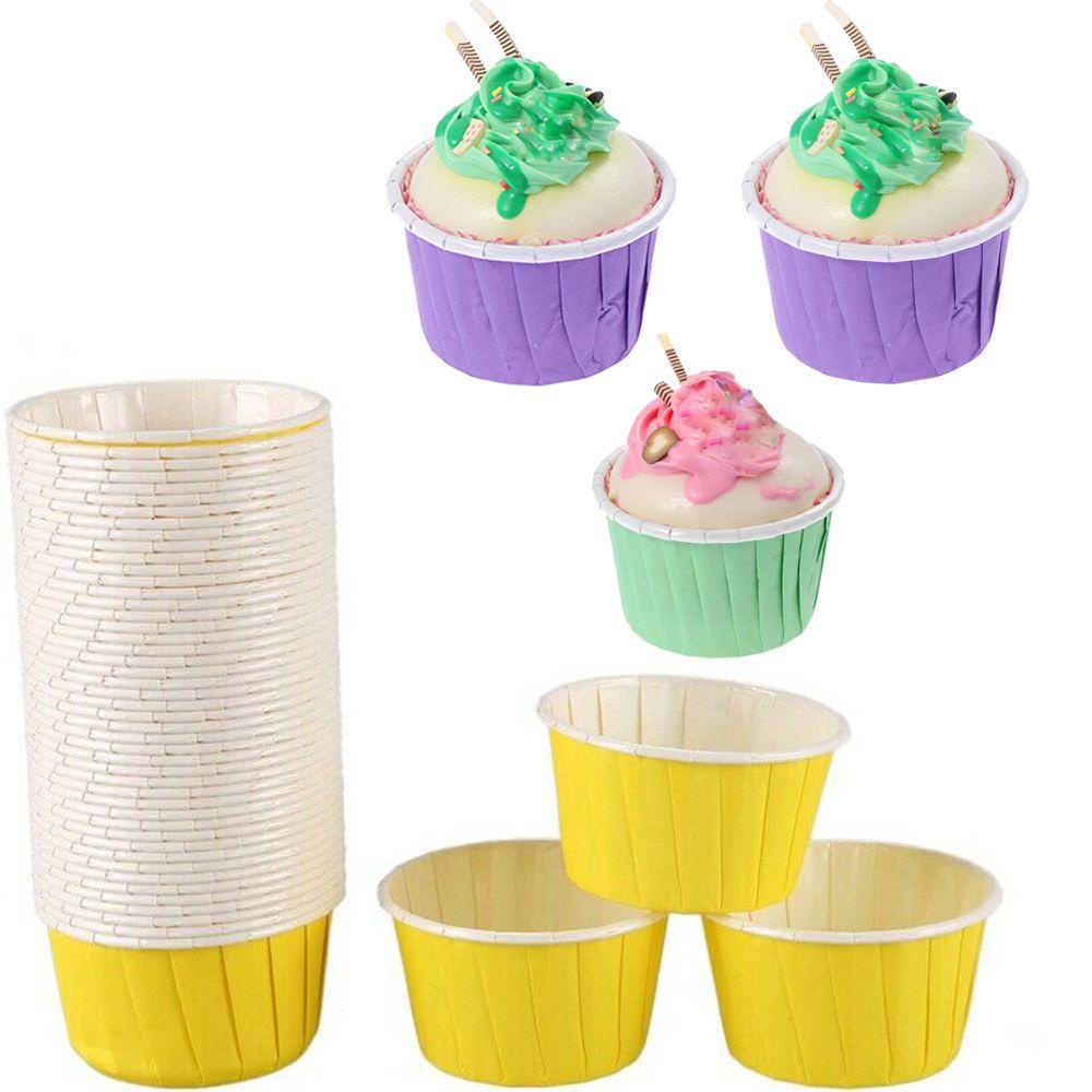 R-FLOWER 50pcs Pembungkus Cupcake Home&amp; Kitchen Pan Case Kertas Perlengkapan Pesta Pembungkus Kue