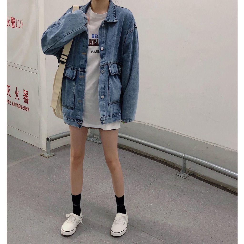 【xiaozhainv】Jaket denim longgar all-match wanita Korea-7