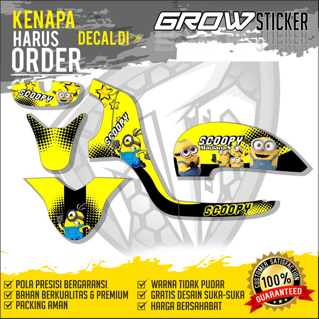 653 (PROMO) DEKAL STICKER Scoopy 2013 2016 lama DECAL STIKER Scoopy full body Desain Minion GROW 05