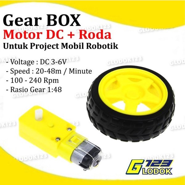 Roda Motor DC UNO Gear 3V 6V Wheel Dinamo Mobil Robot Smart Car