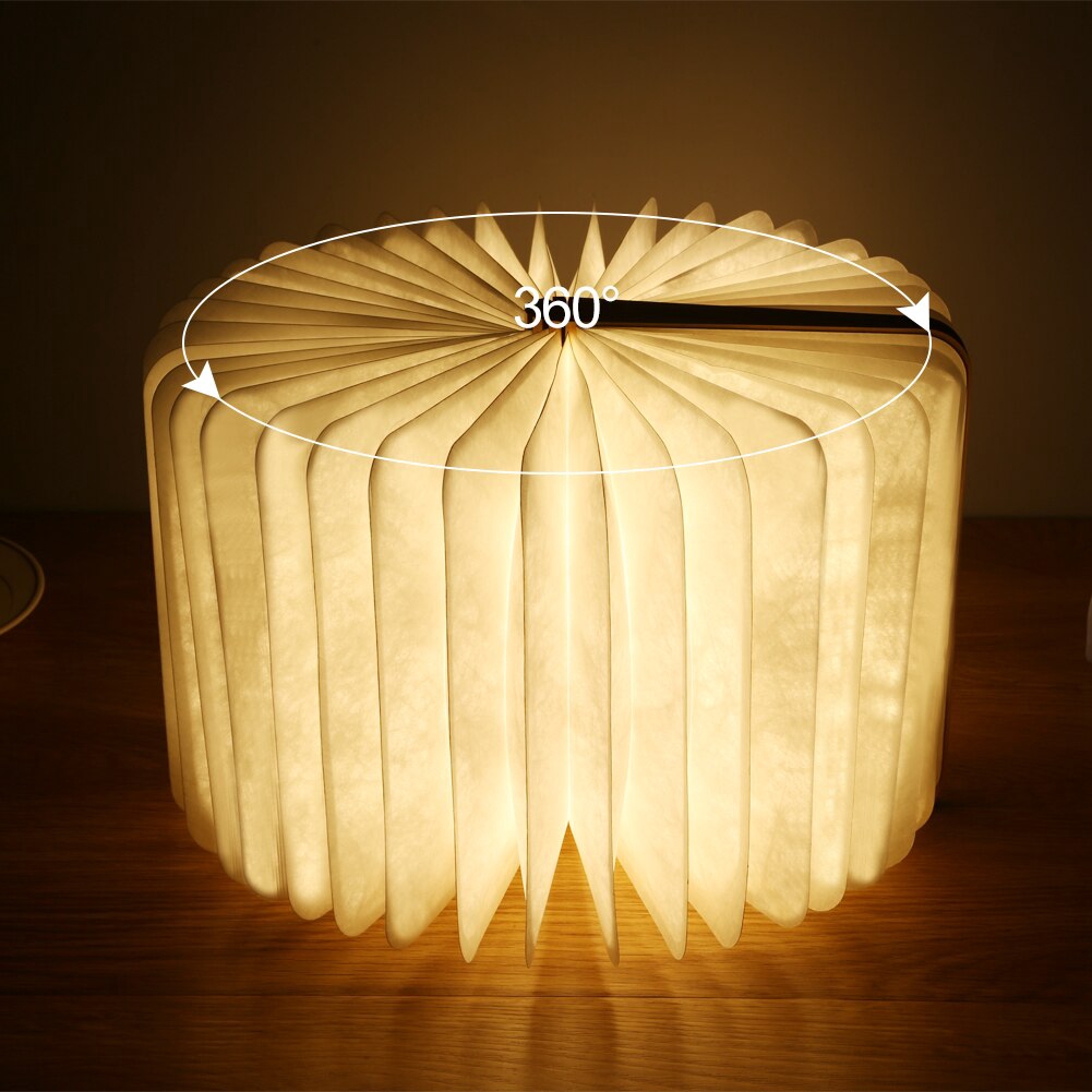 Lampu Buku Kayu Portable USB Rechargeable LED Magnetic 3warna Dimmable Foldable Night Light Desk Lamp