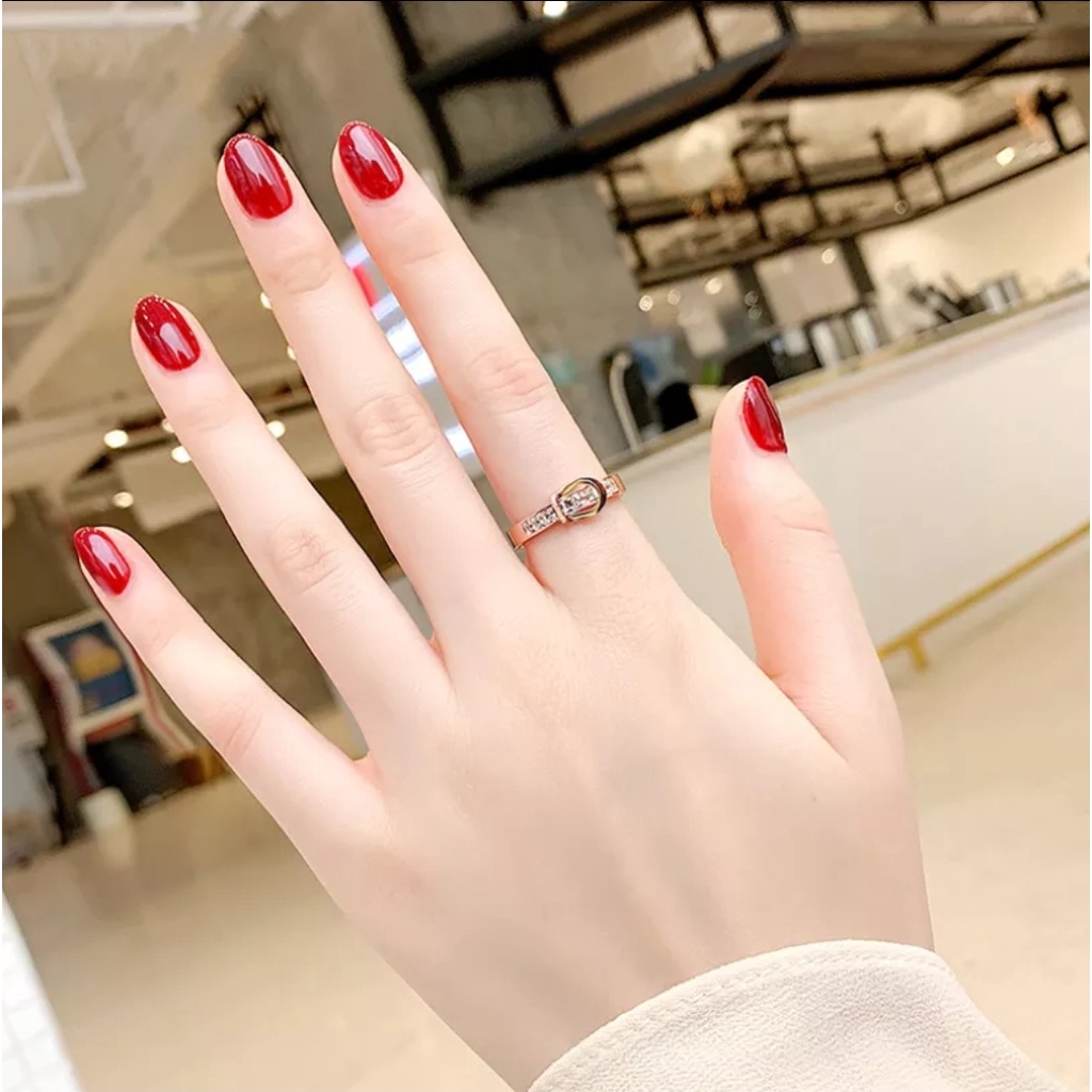 Cincin Titanium Model Gesper Zirkon Artifisial Warna Rose Gold, Gold dan Silver