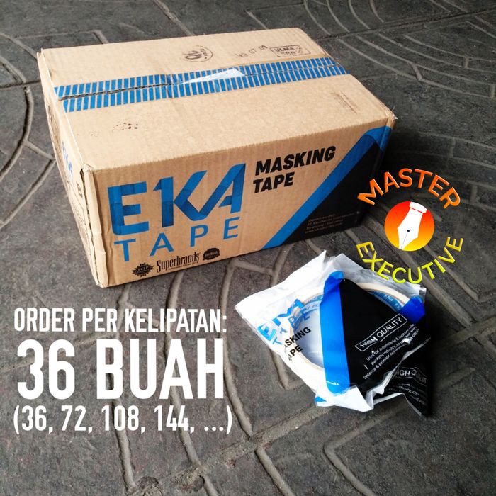 [Dus - 36 Roll] Eka Paper Tape 22 mm x 20 Y / Masking / Solasi / Lakban Kertas 1 Inch